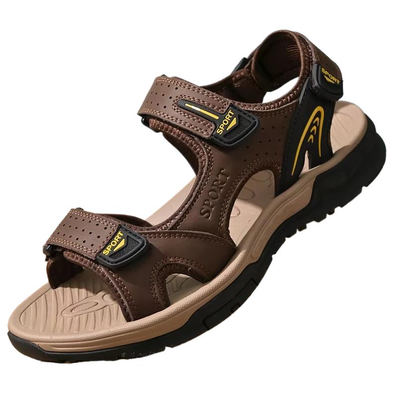 Sports Equipment Brand - メンズ本革サンダルブランド男性ビーチサンダル夏アウトドアカジュアル軽量サンダルファッションスニーカー大きいサイズ 38-46