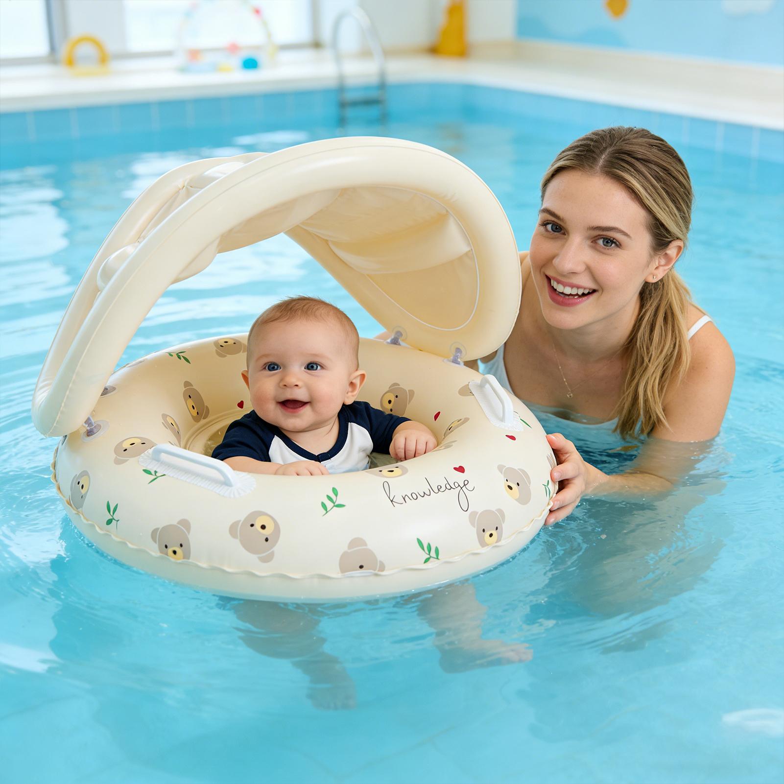 Pull Buoy Swimming - ベビー用浮き輪、取り外し可能なサンシェード付き、幼児用プールフロート、夏のプールパーティー用ビーチウォーター