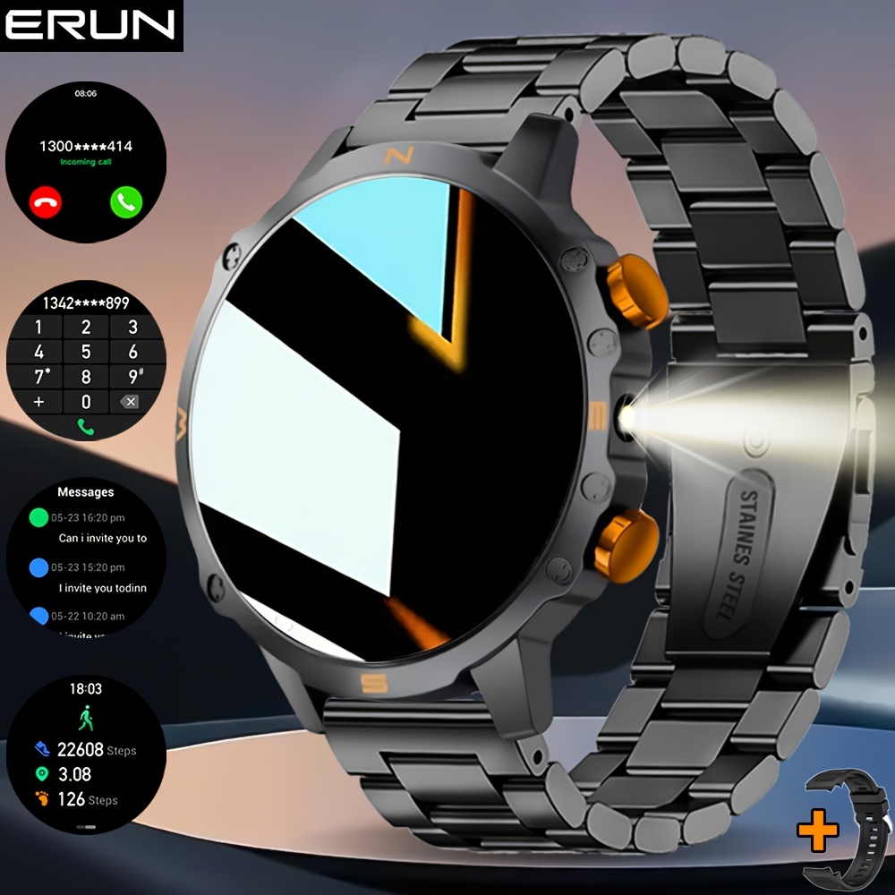 Sports Equipment In French - メンズスマートウォッチ、iPhoneとAndroidシステム対応、TFTディスプレイとLED懐中電灯搭載、複数のスポーツに対応